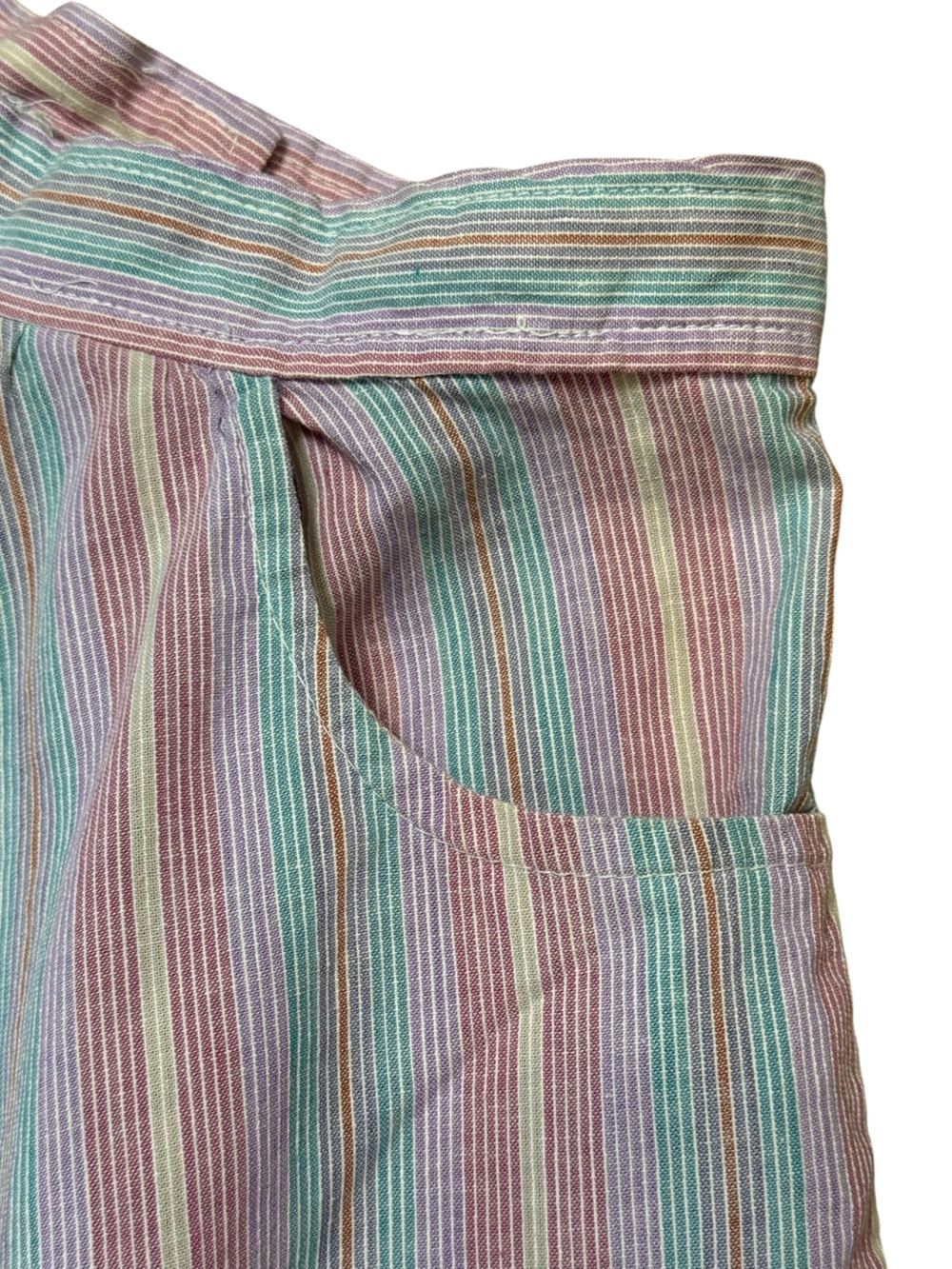 Vintage Cottagecore 100% Cotton Striped Midi Skirt with Ruffle Hem - Picture 5 of 10